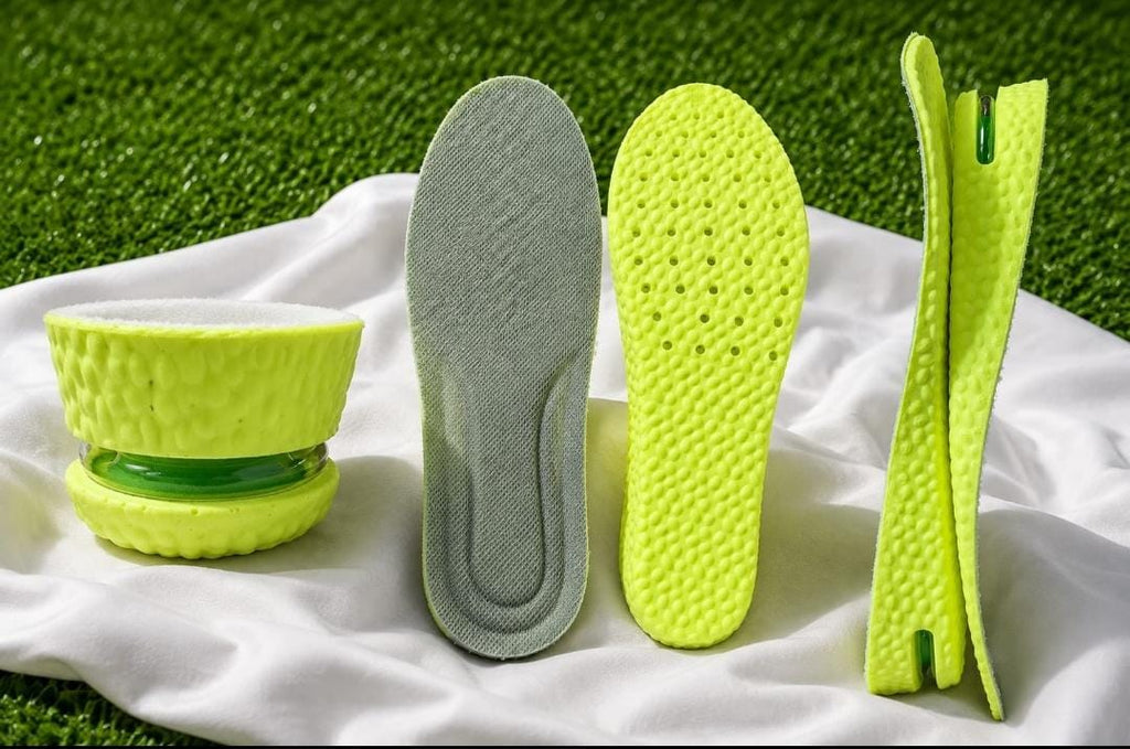ZADS height increase insoles in lime green EVA with stackable air cushion heel lift pads