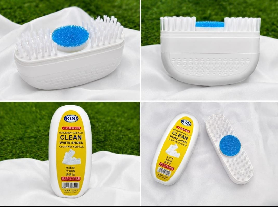 KISI white shoe cleaning cream 100ml with scrub brush