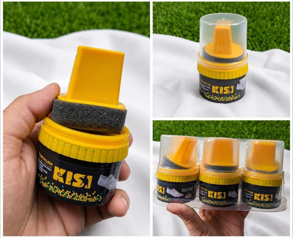 KISI instant shine cream polish tin with sponge and applicator